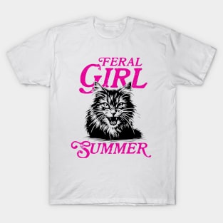 Feral Girl Summer Women Girls Cat Lover Summer T-Shirt